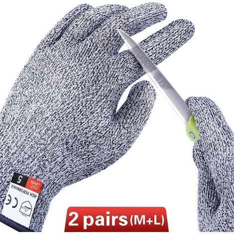 BRIDAY 4 PCS (M + L) Gants Résistants Aux Coupures Niveau 5 De Protection Pour La Cuisine, Mise à Niveau Des Gants Anti-coupure De Sécurité Pour La Coupe De Viande, La Sculpture Sur Bois, Le Tranchage à La Mandoline 2 BRIDAY 4 PCS (M + L) Gants Résistants Aux Coupures Niveau 5 De Protection Pour La Cuisine, Mise à Niveau Des Gants Anti-coupure De Sécurité Pour La Coupe De Viande, La Sculpture Sur Bois, Le Tranchage à La Mandoline – Image 2