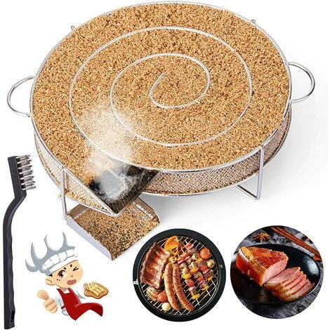 BETTERLIFE Générateur De Fumée Froide Pour Fumoir Fumage Viande Poisson Avec Brosse Nettoyage Grille Barbecue(Rond -25*18*4cm) 1 BETTERLIFE Générateur De Fumée Froide Pour Fumoir Fumage Viande Poisson Avec Brosse Nettoyage Grille Barbecue(Rond -25*18*4cm)