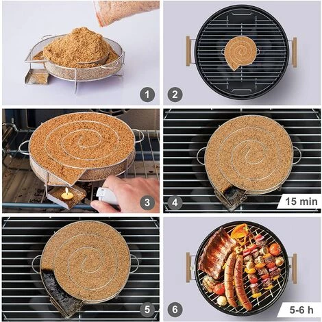 BETTERLIFE Générateur De Fumée Froide Pour Fumoir Fumage Viande Poisson Avec Brosse Nettoyage Grille Barbecue(Rond -25*18*4cm) 3 BETTERLIFE Générateur De Fumée Froide Pour Fumoir Fumage Viande Poisson Avec Brosse Nettoyage Grille Barbecue(Rond -25*18*4cm) – Image 3