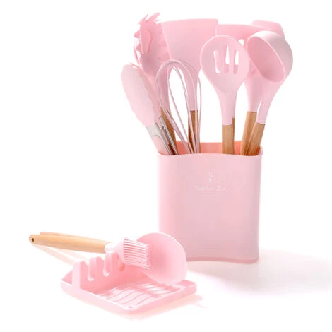 ASUPERMALL 11 Pieces Ensembles D'Ustensiles De Cuisine En Silicone Antiadhesif Resistance A La Chaleur Ensemble D'Ustensiles De Cuisine Outils, Rose - Rose 1 ASUPERMALL 11 Pieces Ensembles D'Ustensiles De Cuisine En Silicone Antiadhesif Resistance A La Chaleur Ensemble D'Ustensiles De Cuisine Outils, Rose - Rose
