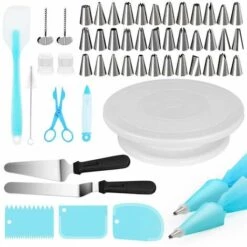 HAPPYSHOPPING 52 Pieces Multi-fonction Gateau Decoration Kit Gateau Platine Ensemble Patisserie Tube Fondant Outil Cuisine Dessert Cuisson Patisserie Fournitures,modele : 52 pieces