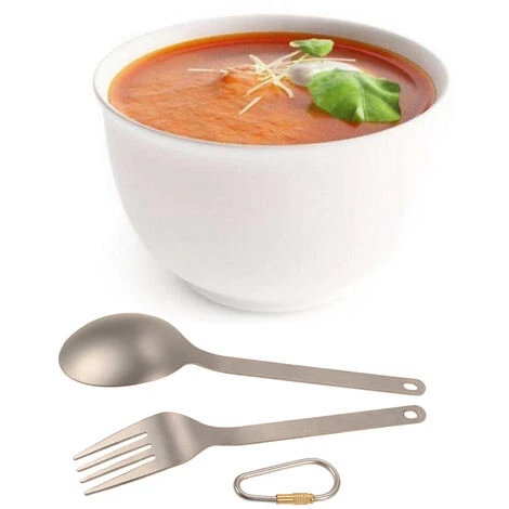 TOMSHOO Titanium Vaisselle Diner Frok Spoon Couverts Couverts Avec Sac De Rangement Mousqueton Pour La Maison Camping En Plein Air, Modele : Fourchette Et Cuillere 5 TOMSHOO Titanium Vaisselle Diner Frok Spoon Couverts Couverts Avec Sac De Rangement Mousqueton Pour La Maison Camping En Plein Air, Modele : Fourchette Et Cuillere – Image 5