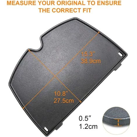 GFTIME 38,9 X 27,5 CM 6559 Plancha En Fonte De Cuisson Pour Weber Q200 Q220 Q2000 Q2200 Modèles De Gril De La Série, Plaque De Cuisson Barbecue Gril à Gaz Pièces De Rechange, Paquet 1 2 GFTIME 38,9 X 27,5 CM 6559 Plancha En Fonte De Cuisson Pour Weber Q200 Q220 Q2000 Q2200 Modèles De Gril De La Série, Plaque De Cuisson Barbecue Gril à Gaz Pièces De Rechange, Paquet 1 – Image 2
