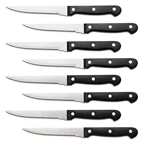 BRIDAY Ensemble De 8 Couteaux à Steak Triple Rivet De 4,5 Po, Noir 1 BRIDAY Ensemble De 8 Couteaux à Steak Triple Rivet De 4,5 Po, Noir