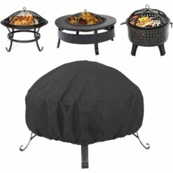 SUNFLOWER Housses Pour Braséro Rond Housse De Barbecue Heavy Duty 210D Oxford Tissu Imperméable Coupe-Vent Anti-UV Housse De Chauffage De Jardin Extérieur (L: 122 * 45 Cm)