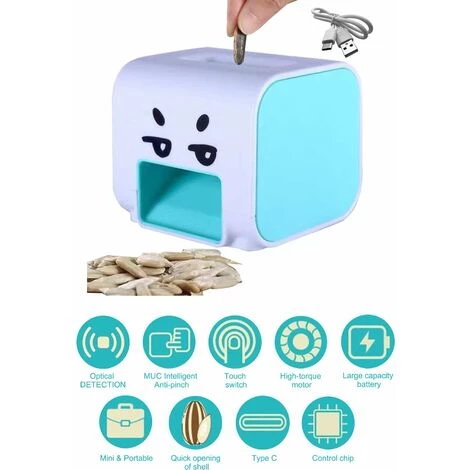 HAPPYSHOPPING Ouvreur Automatique De Graines De Melon Machine A Eplucher Les Graines De Tournesol Machine A Eplucher Electrique Automatique Portable, Modele: Bleu - Modele:Bleu 4 HAPPYSHOPPING Ouvreur Automatique De Graines De Melon Machine A Eplucher Les Graines De Tournesol Machine A Eplucher Electrique Automatique Portable, Modele: Bleu - Modele:Bleu – Image 4