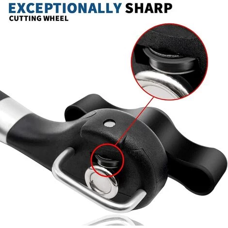 Ouvre-boîte Manuel De Sécurité, Ouvre-boîte En Acier Inoxydable Conception Ergonomique Et Antidérapante Avec Bord Lisse, Coupe Sans Arêtes Vives, Couvercle Pouvant être Remis En Place (noir) GrooFoo 4 Ouvre-boîte Manuel De Sécurité, Ouvre-boîte En Acier Inoxydable Conception Ergonomique Et Antidérapante Avec Bord Lisse, Coupe Sans Arêtes Vives, Couvercle Pouvant être Remis En Place (noir) GrooFoo – Image 4