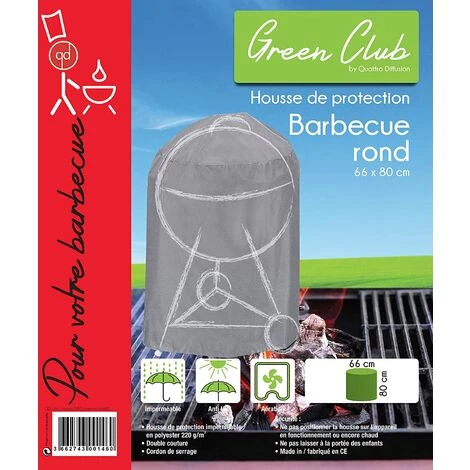 GREENCLUB Housse De Protection Barbecue ROND Haute Qualité Polyester D 66 X H 80 Cm Couleur Anthracite - Anthracite 2 GREENCLUB Housse De Protection Barbecue ROND Haute Qualité Polyester D 66 X H 80 Cm Couleur Anthracite - Anthracite – Image 2