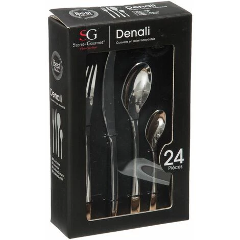 SECRET DE GOURMET Ménagère Denali En Acier Inoxydable - 24 Pièces - Largeur 2.6 Cm, Profondeur 21.5 Cm, Hauteur 0.4 Cm - Argent 3 SECRET DE GOURMET Ménagère Denali En Acier Inoxydable - 24 Pièces - Largeur 2.6 Cm, Profondeur 21.5 Cm, Hauteur 0.4 Cm - Argent – Image 3
