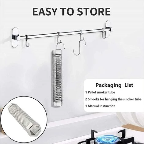 Grill Fumeur Tube Portable Froid Fumage À Chaud Tube, 12 '' Barbecue Tube Fumeur Hexagonal Pour Grill Ou Fumeur GrooFoo 3 Grill Fumeur Tube Portable Froid Fumage À Chaud Tube, 12 '' Barbecue Tube Fumeur Hexagonal Pour Grill Ou Fumeur GrooFoo – Image 3