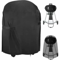 TRIOMPHE TTIO Bâche De Protection Barbecue, Bâche Barbecue Ronde, Protection Barbecue Exterieur, Housse De Barbecue Convient La Plupart Des Grill, 77 X 90 Cm, Noir