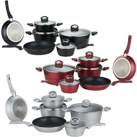 HERZBERG COOKING Herzberg HG-8079: Batterie De Cuisine Forgée De 10 Pièces Bordeaux - Rouge 2 HERZBERG COOKING Herzberg HG-8079: Batterie De Cuisine Forgée De 10 Pièces Bordeaux - Rouge – Image 2