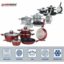 HERZBERG COOKING Herzberg HG-8079: Batterie De Cuisine Forgée De 10 Pièces Bordeaux - Rouge 7 HERZBERG COOKING Herzberg HG-8079: Batterie De Cuisine Forgée De 10 Pièces Bordeaux - Rouge -Accessoires de barbecue Soldes 41321132 4