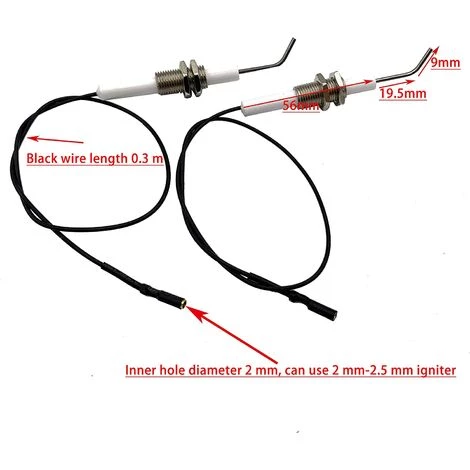 VERSAILLESFR Lot De 2 Allume-feux Piezo Pour Gril à Gaz, Cuisinière, Chauffage, Grill, Bouton Poussoir Avec électrode Universelle Filetée En Céramique - 30 Cm 5 VERSAILLESFR Lot De 2 Allume-feux Piezo Pour Gril à Gaz, Cuisinière, Chauffage, Grill, Bouton Poussoir Avec électrode Universelle Filetée En Céramique - 30 Cm – Image 5