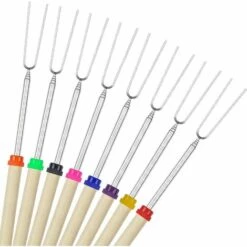 VERSAILLESFR BBQ Marshmallow Brochette De 8 Télescopage Rotation Extensible Smores Brochettes & Hot Dog Fourchette 32 Cm Enfants Au Camping Feu Feu Accessoires, 8-Piece