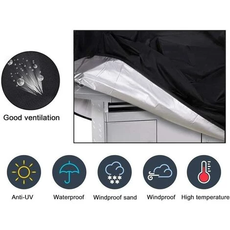 VERSAILLESFR Housse Barbecue(77 X 58 Cm), Rond Housse Bâche De Protection BBQ Couverture Anti-poussière Anti-UV Anti-Pluie Pour Grill à Gaz Électrique Jardin Patio Weber Avec Sac De Rangement(Noir) 2 VERSAILLESFR Housse Barbecue(77 X 58 Cm), Rond Housse Bâche De Protection BBQ Couverture Anti-poussière Anti-UV Anti-Pluie Pour Grill à Gaz Électrique Jardin Patio Weber Avec Sac De Rangement(Noir) – Image 2