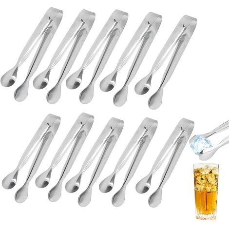 VERSAILLESFR Lot De 10 Mini Pinces à Glaçons En Acier Inoxydable Pour Fête De Mariage, Bar, Cuisine, Bonbons, Gâteaux, Café, Thé 1 VERSAILLESFR Lot De 10 Mini Pinces à Glaçons En Acier Inoxydable Pour Fête De Mariage, Bar, Cuisine, Bonbons, Gâteaux, Café, Thé