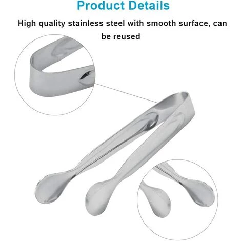 VERSAILLESFR Lot De 10 Mini Pinces à Glaçons En Acier Inoxydable Pour Fête De Mariage, Bar, Cuisine, Bonbons, Gâteaux, Café, Thé 4 VERSAILLESFR Lot De 10 Mini Pinces à Glaçons En Acier Inoxydable Pour Fête De Mariage, Bar, Cuisine, Bonbons, Gâteaux, Café, Thé – Image 4