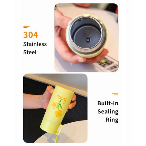 HAPPYSHOPPING 150 Ml Mini Tasse Thermos Bouteille D'eau Thermique Avec Sangle Bouteille D'eau Portable Etanche Aux Fuites En Acier Inoxydable Flacons Sous Vide Bouteille Pour Voyage En Plein Air Gym Fitness, Modele: Jaune - Modele:Jaune 5 HAPPYSHOPPING 150 Ml Mini Tasse Thermos Bouteille D'eau Thermique Avec Sangle Bouteille D'eau Portable Etanche Aux Fuites En Acier Inoxydable Flacons Sous Vide Bouteille Pour Voyage En Plein Air Gym Fitness, Modele: Jaune - Modele:Jaune – Image 5