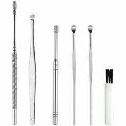 HAPPYSHOPPING 6pcs Ear Pick Set En Acier Inoxydable Earpick Cire D'oreille Curette Remover Oreille Cleaner Cuillere Spirale Oreille Nettoyer Outil Avec CaseSilver 6PCS, Modele: Silver 6PCS - Modele:Argent 6PCS