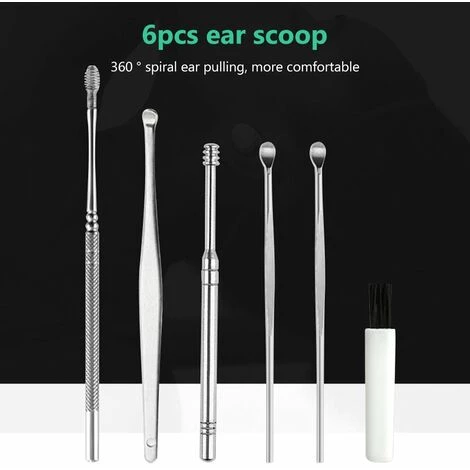 HAPPYSHOPPING 6pcs Ear Pick Set En Acier Inoxydable Earpick Cire D'oreille Curette Remover Oreille Cleaner Cuillere Spirale Oreille Nettoyer Outil Avec CaseSilver 6PCS, Modele: Silver 6PCS - Modele:Argent 6PCS 2 HAPPYSHOPPING 6pcs Ear Pick Set En Acier Inoxydable Earpick Cire D'oreille Curette Remover Oreille Cleaner Cuillere Spirale Oreille Nettoyer Outil Avec CaseSilver 6PCS, Modele: Silver 6PCS - Modele:Argent 6PCS – Image 2