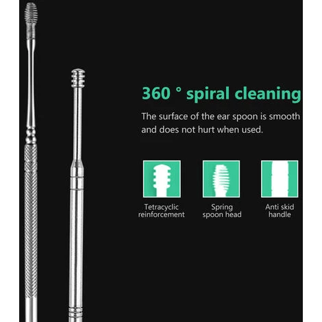 HAPPYSHOPPING 6pcs Ear Pick Set En Acier Inoxydable Earpick Cire D'oreille Curette Remover Oreille Cleaner Cuillere Spirale Oreille Nettoyer Outil Avec CaseSilver 6PCS, Modele: Silver 6PCS - Modele:Argent 6PCS 3 HAPPYSHOPPING 6pcs Ear Pick Set En Acier Inoxydable Earpick Cire D'oreille Curette Remover Oreille Cleaner Cuillere Spirale Oreille Nettoyer Outil Avec CaseSilver 6PCS, Modele: Silver 6PCS - Modele:Argent 6PCS – Image 3