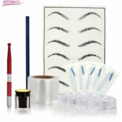 HAPPYSHOPPING Kit De Microblading Ensemble De Stylos A Aiguilles Pour Tatouage Des Sourcils Avec Pigment De Tatouage Pratique Pour Anneau De Peau Porte-gobelets En Plastique Crayon A Sourcils Pour Maquillage Permanent Des Sourcils Kits De Tatouage Multicolore, Modele: