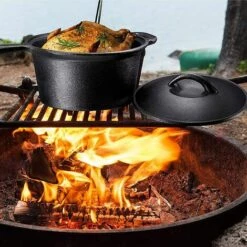 PEDY 7 Pièces Dutch Oven Set Avec Boîte De Bois Fours Hollandais D'extérieur Kit Marmite En Font Four, Casserole, Poêle, Plaque De Cuisson, Trépied Et Crochet Inclus 8 PEDY 7 Pièces Dutch Oven Set Avec Boîte De Bois Fours Hollandais D'extérieur Kit Marmite En Font Four, Casserole, Poêle, Plaque De Cuisson, Trépied Et Crochet Inclus -Accessoires de barbecue Soldes 42612703 4