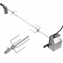 BAMNY 107CM BBQ Tourne Broche En Acier Inoxydable, Set De Broche à Griller, électrique Automatique Rotatif, Avec Moteur 4W 220-240V 50Hz, Certification CE, LFGB