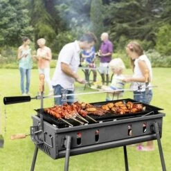 BAMNY 107CM BBQ Tourne Broche En Acier Inoxydable, Set De Broche à Griller, électrique Automatique Rotatif, Avec Moteur 4W 220-240V 50Hz, Certification CE, LFGB 8 BAMNY 107CM BBQ Tourne Broche En Acier Inoxydable, Set De Broche à Griller, électrique Automatique Rotatif, Avec Moteur 4W 220-240V 50Hz, Certification CE, LFGB -Accessoires de barbecue Soldes 42678074 4