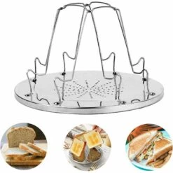 GDRHVFD Grille-Pain De Camping 4 Tranches Avec Support Pliable Plateau Poreux Grille-Pain Pour Les Familles Réchaud À Gaz Extérieur Pique-Nique Pliable -Accessoires de barbecue Soldes 42738018 3