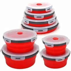4PC Récipient Rond De Stockage De Nourriture En Silicone Avec Couvercle Sac De Rangement Pour Réfrigérateur-sans BPA, Adapté Au Four à Micro-ondes Lave-vaisselle Congélateur, Solution RV