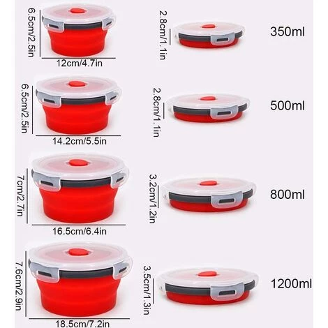 4PC Récipient Rond De Stockage De Nourriture En Silicone Avec Couvercle Sac De Rangement Pour Réfrigérateur-sans BPA, Adapté Au Four à Micro-ondes Lave-vaisselle Congélateur, Solution RV 4 4PC Récipient Rond De Stockage De Nourriture En Silicone Avec Couvercle Sac De Rangement Pour Réfrigérateur-sans BPA, Adapté Au Four à Micro-ondes Lave-vaisselle Congélateur, Solution RV – Image 4