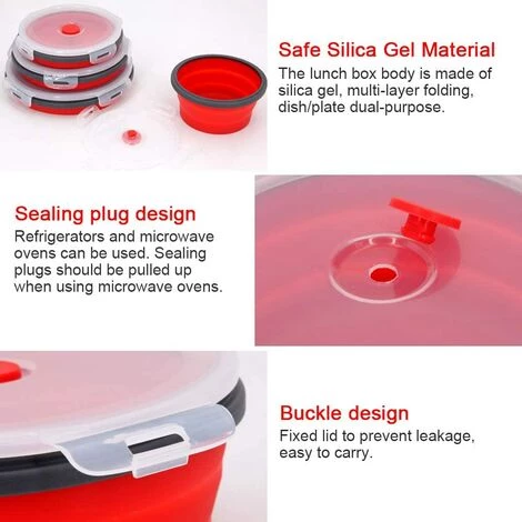 4PC Récipient Rond De Stockage De Nourriture En Silicone Avec Couvercle Sac De Rangement Pour Réfrigérateur-sans BPA, Adapté Au Four à Micro-ondes Lave-vaisselle Congélateur, Solution RV 5 4PC Récipient Rond De Stockage De Nourriture En Silicone Avec Couvercle Sac De Rangement Pour Réfrigérateur-sans BPA, Adapté Au Four à Micro-ondes Lave-vaisselle Congélateur, Solution RV – Image 5