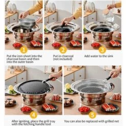 HAPPYSHOPPING 13 Pouces Coreen Barbecue Grill Multifonctionnel Charbon De Bois Barbecue Gril Rond Camping Rechaud De Table Fumeur Grill Grille Net Et Plateau Pour Cour Pique-nique Plage Barbecue, Modele : Argent 9 HAPPYSHOPPING 13 Pouces Coreen Barbecue Grill Multifonctionnel Charbon De Bois Barbecue Gril Rond Camping Rechaud De Table Fumeur Grill Grille Net Et Plateau Pour Cour Pique-nique Plage Barbecue, Modele : Argent -Accessoires de barbecue Soldes 43435839 5