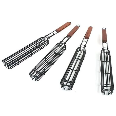 Lot De 4 Paniers De Barbecue Avec Grille Verrouillable à Long Manche En Bois - Antiadhésifs - En Acier Inoxydable - Pour Barbecue, Poissons, Légumes, Saucisses, Oignons GrooFoo 1 Lot De 4 Paniers De Barbecue Avec Grille Verrouillable à Long Manche En Bois - Antiadhésifs - En Acier Inoxydable - Pour Barbecue, Poissons, Légumes, Saucisses, Oignons GrooFoo