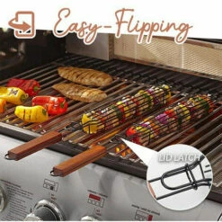 Lot De 4 Paniers De Barbecue Avec Grille Verrouillable à Long Manche En Bois - Antiadhésifs - En Acier Inoxydable - Pour Barbecue, Poissons, Légumes, Saucisses, Oignons GrooFoo 8 Lot De 4 Paniers De Barbecue Avec Grille Verrouillable à Long Manche En Bois - Antiadhésifs - En Acier Inoxydable - Pour Barbecue, Poissons, Légumes, Saucisses, Oignons GrooFoo -Accessoires de barbecue Soldes 43744609 4