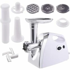 COSTWAY Hachoir à Viande Electrique Machine à Saucisses 1200W Inox Avec 3 Embouts, Classe énergétique A+