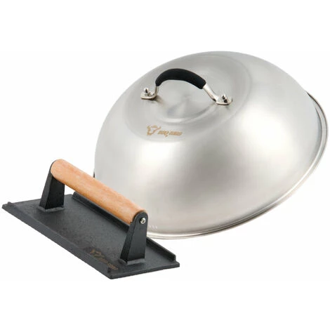 BBQ-Toro Cloche De Chauffage En Acier Inoxydable Avec Poids De Viande En Fonte | Ø 31,5 Cm 1 BBQ-Toro Cloche De Chauffage En Acier Inoxydable Avec Poids De Viande En Fonte | Ø 31,5 Cm