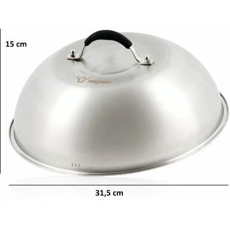 BBQ-Toro Cloche De Chauffage En Acier Inoxydable Avec Poids De Viande En Fonte | Ø 31,5 Cm 3 BBQ-Toro Cloche De Chauffage En Acier Inoxydable Avec Poids De Viande En Fonte | Ø 31,5 Cm – Image 3