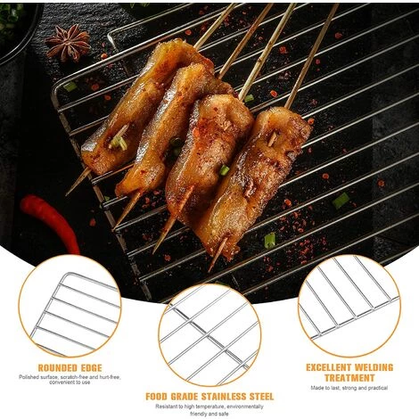 Grill Rack Grille En Acier Inoxydable Grille De Barbecue En Acier Inoxydable 44.5*29.5cm Fontainebleau Argent 4 Grill Rack Grille En Acier Inoxydable Grille De Barbecue En Acier Inoxydable 44.5*29.5cm Fontainebleau Argent – Image 4