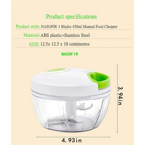 KARTOKNER Hachoir Manuel à Tirer, Hachoir à Légumes, Salade/ail Pour Salsa/pesto/oignons (500 Ml) 2 KARTOKNER Hachoir Manuel à Tirer, Hachoir à Légumes, Salade/ail Pour Salsa/pesto/oignons (500 Ml) – Image 2