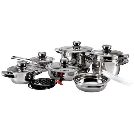 SILVANO Batterie De Cuisine 16 Pièces De Haute Qualité Thermomètre En Acier Inoxydable Intégré 4 SILVANO Batterie De Cuisine 16 Pièces De Haute Qualité Thermomètre En Acier Inoxydable Intégré – Image 4