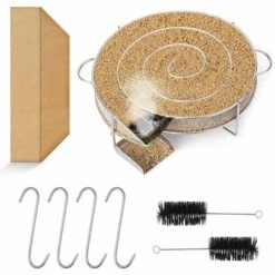 ALMI Générateur De Fumée Froide, Spirale En Acier Inoxydable Fumoir à Froid Pour Gril Bouilloire Fumeur BBQ Boîte De Fumoir De Granule Fumage Viande Poisson Avec 2 Brosse Nettoyage Et 4 Crochet