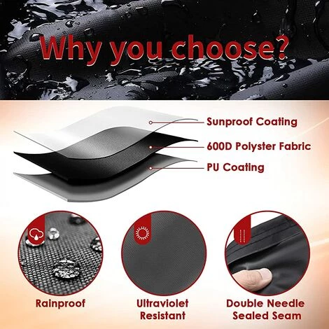 ALMI Housse Barbecue. Housse Bârbecue Gaz Bache De Protection BBQ Couverture 420D Tissu Oxford Étanche Résistant Aux UV Et Aux Larmes. Pour Weber. Holland. Jennair Etc(147x 61x122cm) 5 ALMI Housse Barbecue. Housse Bârbecue Gaz Bache De Protection BBQ Couverture 420D Tissu Oxford Étanche Résistant Aux UV Et Aux Larmes. Pour Weber. Holland. Jennair Etc(147x 61x122cm) – Image 5