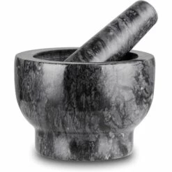 Velaze Mortier Et Pilon Cuisine En Marbre, Pierre Naturelle, Broyeur à Epices Solide Et Durable, Diamètre De 13cm, Emsemble De Mortier, Anthracite
