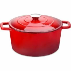 Velaze Cocotte En Fonte, Casserole Faitout Fonte Émaillée, ReVêtement Antiadhésif, Marmite En Fonte AVec CouVercle Bon Scellement, Diamètre De 25cm, Tous Feux Dont Induction, Pot à Soupe En Fonte - 5L