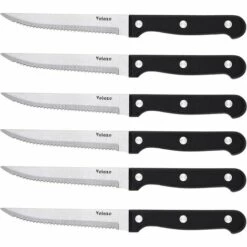 Velaze Couteau à Steak Couteaux De Table De 6 Pièces, Lames En Acier Inoxydable, Couteaux à Filet Couteaux De Cuisine ConVient Tous Plats De Viande - 6 Pièces