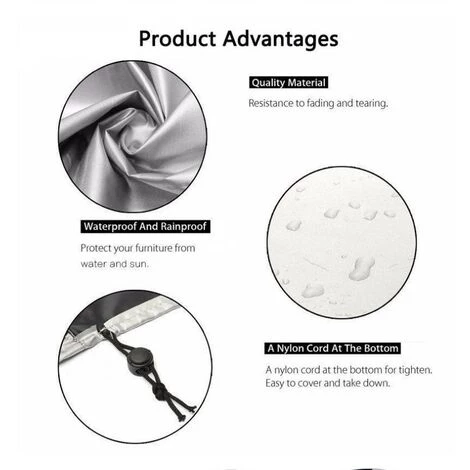 DENUOTOP Housse Salon De Jardin Avec, Iimperméable, Coupe-Vent, Anti-UV, Robuste Tissu Oxfor 210D Housse De Protection Pour Table Chaise Meubles,Argent -150*150*75CM 2 DENUOTOP Housse Salon De Jardin Avec, Iimperméable, Coupe-Vent, Anti-UV, Robuste Tissu Oxfor 210D Housse De Protection Pour Table Chaise Meubles,Argent -150*150*75CM – Image 2