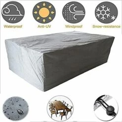 DENUOTOP Housse Salon De Jardin Avec, Iimperméable, Coupe-Vent, Anti-UV, Robuste Tissu Oxfor 210D Housse De Protection Pour Table Chaise Meubles,Argent -150*150*75CM 8 DENUOTOP Housse Salon De Jardin Avec, Iimperméable, Coupe-Vent, Anti-UV, Robuste Tissu Oxfor 210D Housse De Protection Pour Table Chaise Meubles,Argent -150*150*75CM -Accessoires de barbecue Soldes 46379836 4